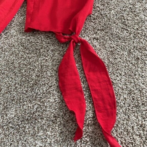 Apt 9 Tango Red Off Shoulder Tie Blouse Medium - Picture 9 of 12